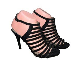 Worthington Women's 7.5 Loomer Open Toe Stiletto Heels Pumps Black Dress Shoes